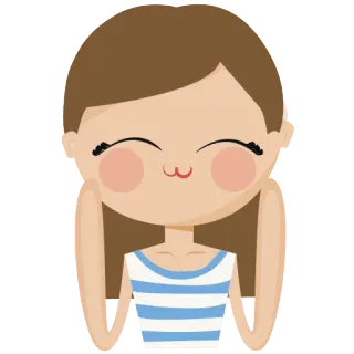 😋 gadis, kartun, berambut cokelat, imut, tersenyum, kaus bergaris telegram sticker