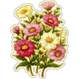 🌹 flower, floral, bouquet, pink, yellow whatsapp sticker