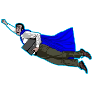 🏃 super-héros, voler, homme d'affaires, cape, bureau, dessin animé telegram sticker