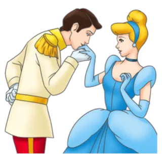 💑 Cinderella Prinzessin, Prinz, Kuss, Cartoon, Romantik telegram sticker