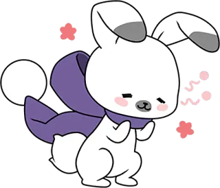 ☺️ coelho, coelhinho, fofo, cachecol, kawaii, animal, desenho animado telegram sticker