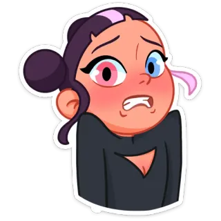😬 Dibujo animado, Expresión, Miedo, Ansiedad, Personaje, Chica, Emoción telegram sticker