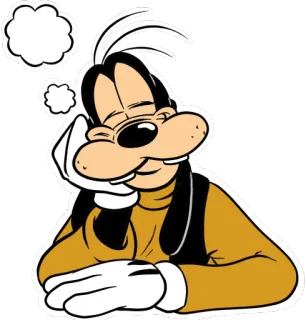 😌 Goofy konyol, kartun, Disney, berpikir, anjing whatsapp sticker