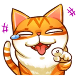 😆 kat, emoji, oranje, dier, cartoon, grappig telegram sticker