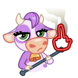 🖕 漫画, 牛, 侮辱的なジェスチャー, 中指, ステッカー whatsapp sticker