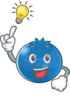 👦 myrtille, dessin animé, ampoule, idée, fruit, mascotte, personnage whatsapp sticker