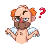🤨 kreskówka, znak zapytania, skrzydła, postać whatsapp sticker