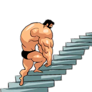 🚶 mężczyzna, schody, umięśniony, kreskówka, wspinaczka, kulturysta telegram sticker