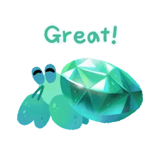 ✨ Great! krab, klejnot, szmaragd, słodki, zwierzę, morze telegram sticker