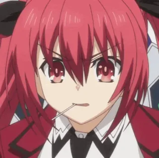 🔥 Itsuka Kotori Date A Live anime, character, girl, red hair, Date A Live, Itsuka Kotori, lollipop telegram sticker