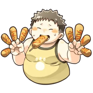 😀 food, corn dog, eating, cartoon, character telegram sticker