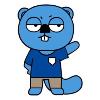 🙋‍♂️ beaver, cartoon, animal, character, blue, anthropomorphic telegram sticker