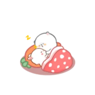 🌙 Kreskówka, Słodkie, Zwierzę, Łóżko, Sen, Kawaii whatsapp sticker