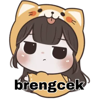 😁 brengcek การ์ตูน, น่ารัก, ผู้หญิง, เสื้อฮู้ด, Brengcek telegram sticker