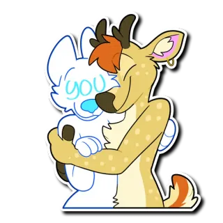 🤗 you câlin, affection, cerf, animal, mignon, dessin animé telegram sticker