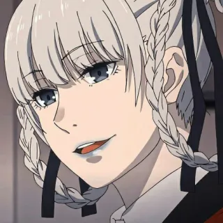 🙂 Kirari Momobami Kakegurui anime, girl, gray hair, smile, Kakegurui, Kirari Momobami telegram sticker