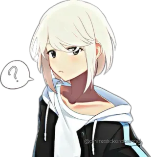 😕 ? Anime, Fille, Question, Sticker, Personnage, Dessin animé telegram sticker