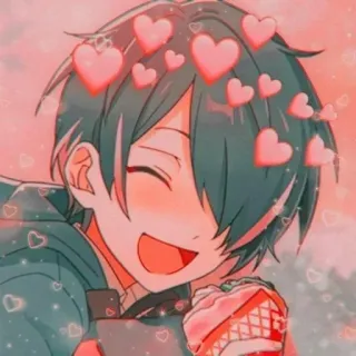🌟 Anime, Dessin animé, Garçon, Coeurs, Mignon, Joyeux telegram sticker