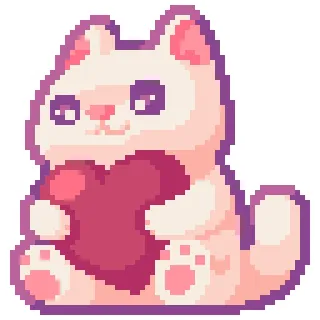 ❤️ kucing, hati, seni piksel, imut, kawaii, binatang, stiker whatsapp sticker