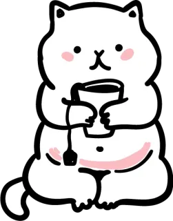 ☕️ chat, mignon, thé, dessin animé, kawaii, boisson telegram sticker
