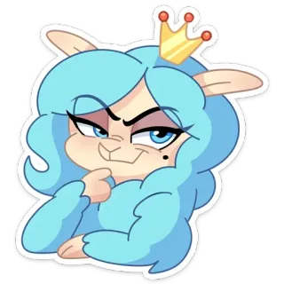 🤔 Lama, Cartoon, Königin, Krone, Figur, Tier, Illustration telegram sticker