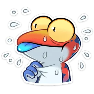 😳 frog, cartoon, sweating, nervous, emoji, character, funny telegram sticker