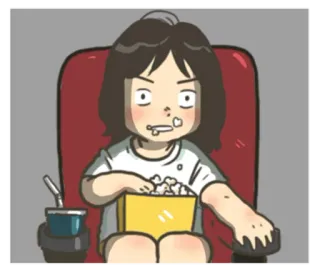 🎬 만화, 팝콘, 영화, 영화관, 간식, 먹기 whatsapp sticker
