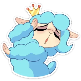 🙅‍♂️ Schaf, Krone, Cartoon, Tier, niedlich, Königin, blau, Prinzessin telegram sticker