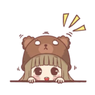 😃 стикер, каваи, аниме, медведь, милый, девушка, мультфильм telegram sticker