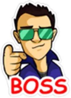 😦 BOSS capo, uomo, occhiali da sole, leader, fico telegram sticker
