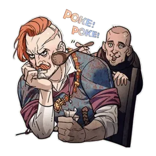 👈 POKE! POKE! Kreskówka, Naklejka, Szturchanie, Mężczyźni, Zabawne telegram sticker