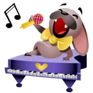 🎼 cachorro, piano, microfone, música, canto, musical, desenho animado telegram sticker