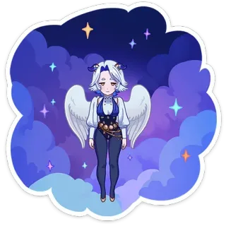 😇 Anime, Gadis, Malaikat, Ilustrasi, Stiker, Kartun whatsapp sticker
