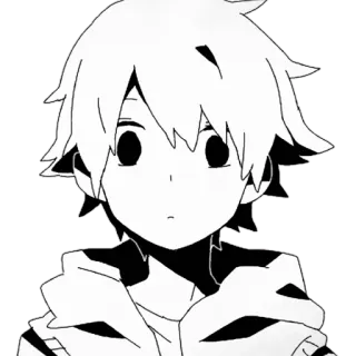 🍙 Anime, Mangá, Personagem, Menino, Cabelo Branco, Adesivo, Ilustração telegram sticker