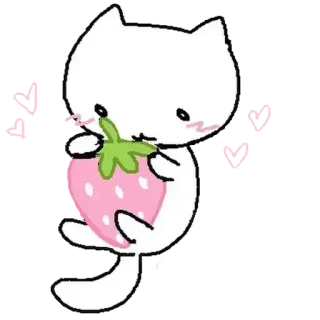 🍓 cat, strawberry, cute, kawaii, animal, sticker telegram sticker