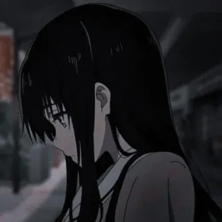 ➖ anime, girl, sad, long hair, dark hair telegram sticker