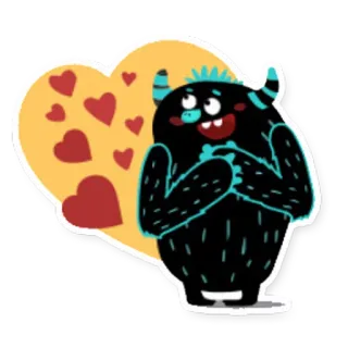 💓 monstro, coração, amor, fofo, desenho animado, personagem, adorável whatsapp sticker