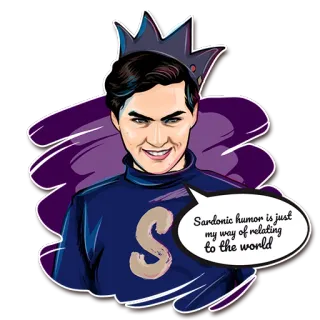 😈 Sardonic humor is just my way of relating to the world сардонический, юмор, мир, относящийся, человек, корона telegram sticker