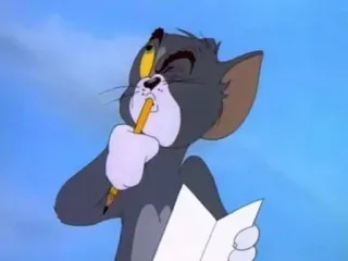 🧐 Tom Tom and Jerry Cartoon, Katze, Denken, Bleistift, Schreiben telegram sticker