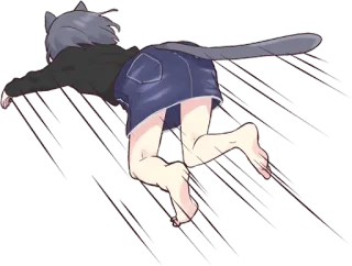 🏃‍♀️ anime, catgirl, laying down, relaxing, tail, humanoid whatsapp sticker