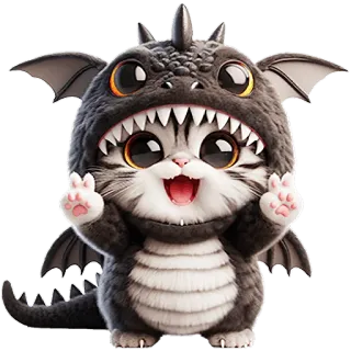 ✌️ gatto, drago, animale, carino, cartone animato, divertente, animale domestico, adorabile telegram sticker