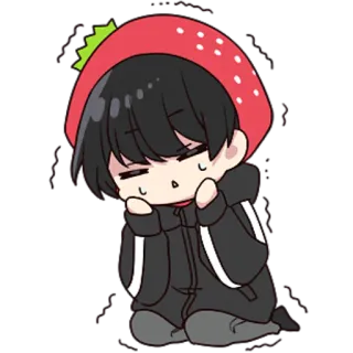 😭 kawaii, anime, manga, fraise, mignon, chibi whatsapp sticker