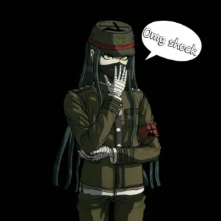 😧 Omg shock anime, military uniform, shocked expression, character, speech bubble telegram sticker