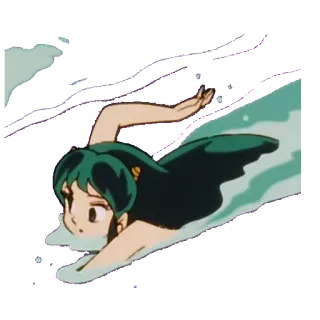 🏊 Lum Invader Urusei Yatsura anime, swimming, Lum, Urusei Yatsura, character telegram sticker