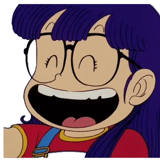 😂 Anime, Menina, Óculos, Desenho animado, Alegre, Sorrindo telegram sticker