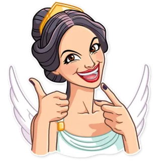 👍 mulher, anjo, desenho animado, personagem, asas, coroa telegram sticker