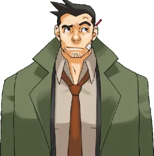 🤨 Dick Gumshoe Ace Attorney 探偵, アニメ, ゲーム, 捜査, 警察 telegram sticker