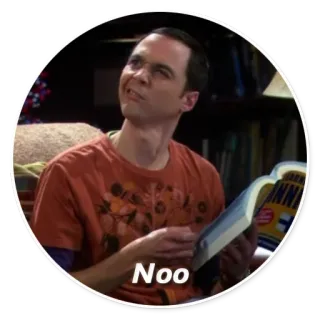 😧 Sheldon Cooper The Big Bang Theory Noo televisión, pegatina, personaje, no whatsapp sticker