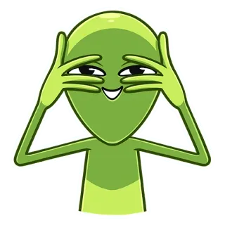☺️ Alien, Außerirdischer, Grün, Weltraum, Lustig, Cartoon, Figur telegram sticker