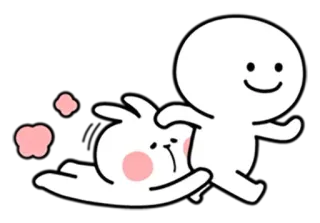 😫 うさぎ, 可愛い, ミニマリスト, 漫画, 走る, 追いかける, 幸せ telegram sticker